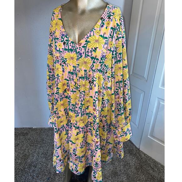 Jodifl Spring Time In Bloom Mini Dress Size Large Long Sleeve - Picture 2 of 6